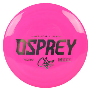 Climo Disc Golf Major Line First Run Osprey Distance Driver 10/6/-3/1 Pink/Silver 175 grams