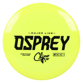 Climo Disc Golf Major Line First Run Osprey Distance Driver 10/6/-3/1 Yellow/Black 165 grams