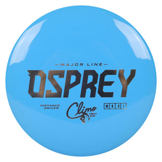Climo Disc Golf Major Line First Run Osprey Distance Driver 10/6/-3/1 Blue/Silver 166 grams