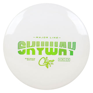 Climo Disc Golf Major Line Skyway Distance Driver 11/5/-1/3 White/Green Holo 175 grams