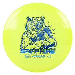 Latitude 64 Disc Golf Opto Moonshine Sapphire Distance Driver 10/6/-2/1.5 Yellow/Blue 163 grams