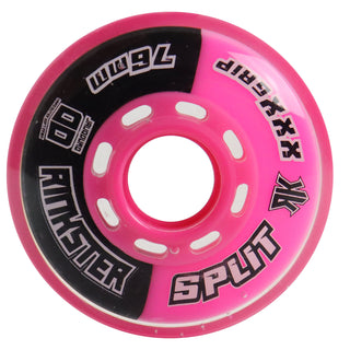 Rink Rat Roller Hockey Wheels Rinkster Split 76mm / 80mm HiLo XXX Grip Black/Pink 8-Pack