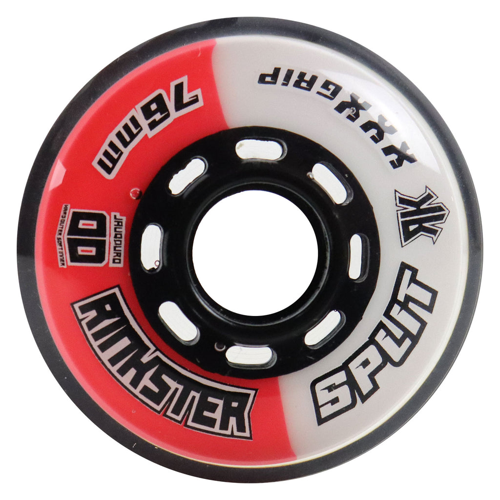 Rink Rat Roller Hockey Wheels Rinkster Split 76mm XXX Grip Red/White ...