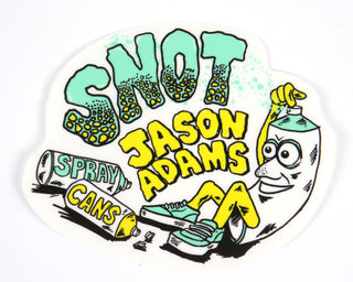 Snot Wheel Co. Skateboard Sticker Jason Adams Spray Can Yellow/Teal 4.5" x 3.5"