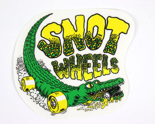 Snot Wheel Co. Skateboard Sticker Swampy Gator Green/Yellow 4" x 3.5"
