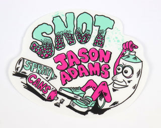 Snot Wheel Co. Skateboard Sticker Jason Adams Spray Can Pink/Teal 4.5" x 3.5"