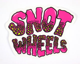 Snot Wheel Co. Skateboard Sticker Gatorskin Logo Pink/Yellow 4.5" x 3.5"