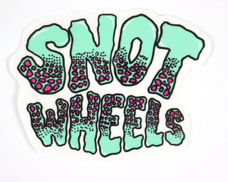 Snot Wheel Co. Skateboard Sticker Gatorskin Logo Teal/Pink 4.5" x 3.5"