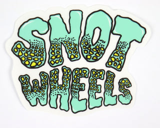 Snot Wheel Co. Skateboard Sticker Gatorskin Logo Teal/Yellow 4.5" x 3.5"
