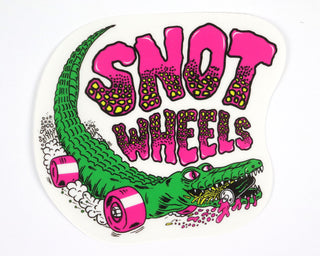 Snot Wheel Co. Skateboard Sticker Swampy Gator Green/Pink 4" x 3.5"