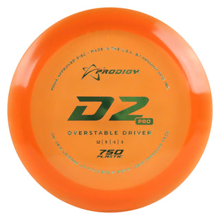 Prodigy Disc Golf 750 D2 Pro Distance Driver 12/5/-1/3 Orange/Olive 173 grams