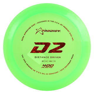 Prodigy Disc Golf 400 D2 Distance Driver 13/6/-0.5/3 Green/Red Stars 174 grams