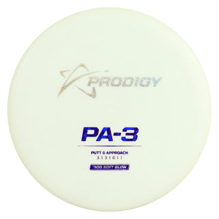 Prodigy Disc Golf 300 Soft Glow PA-3 Putt and Approach 3/3/0/1 White/Holo Shimmer/Navy Shatter 174 grams