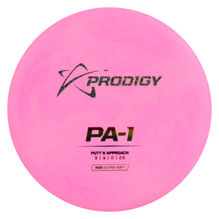 Prodigy Disc Golf 300 Ultra Soft PA-1 Putt and Approach 3/3/0/2 Pink/Black Prisms/Rainbow 172 grams