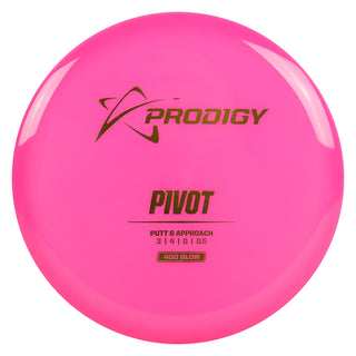 Prodigy Disc Golf 400 Glow Pivot Putt and Approach 3/4/0/0.5 Pink/Gold 170 grams