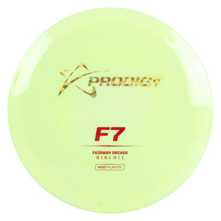 Prodigy Disc Golf 400 F7 Fairway Driver 8/6/-3/1 Pastel Yellow/Gold Prisms/Red 176 grams