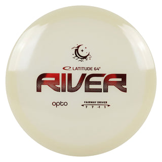 Latitude 64 Disc Golf Opto Moonshine River Fairway Driver 7/7/-1/1 Glow/Red 175 grams