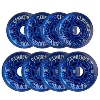 Alkali Roller Hockey Wheels - Revel Cerberus 76/80 HiLo 74A Blue (8-Pack)