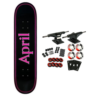 April Skateboard Complete Logo Pink/Black 8.0" x 31.91"