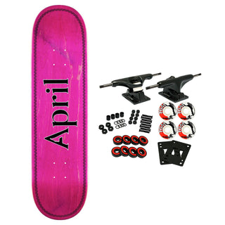 April Skateboard Complete Logo Black/Pink 8.38" x 32.12"