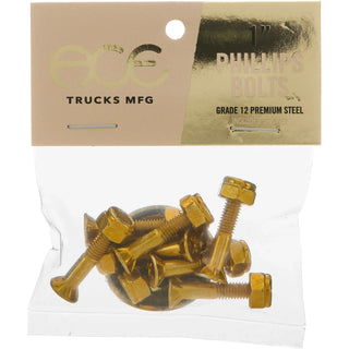 Ace Trucks Skateboard Mounting Hardware Gold 1 1/4" Phillips
