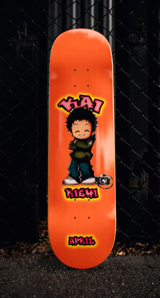 April Skateboard Deck Kai Kishi Chibi Orange 8.25" x 31.92"