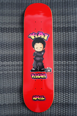 April Skateboard Deck Kai Kishi Chibi Red 8.25" x 31.92"