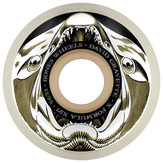 Bones Skateboard Wheels 53mm X-Formula 97A V6 Widecut Gravette Salmon Illa White