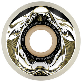 Bones Skateboard Wheels 55mm X-Formula 97A V6 Widecut Gravette Salmon Illa White