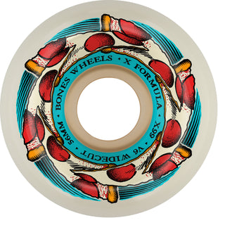 Bones Skateboard Wheels 56mm X-Formula 99A V6 Widecut Deep Dish White