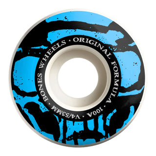 Bones Skateboard Wheels 53mm 100's V4 Wide Mummy Skulls White