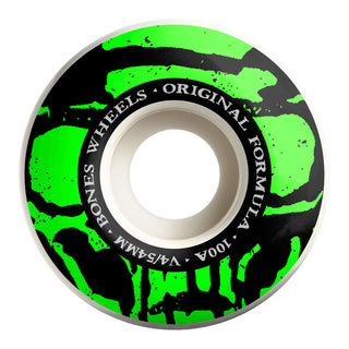 Bones Skateboard Wheels 54mm 100's V4 Wide Mummy Skulls White