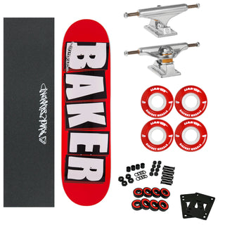 Baker Compete Brand Logo White 8.125" Independent Trucks, Soft Wheels