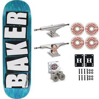 Baker Skateboard Stained Blue B2 Shape 8.5" Independent Spitfire Premium Kit