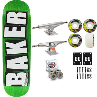 Baker Skateboard Stained Green B2 Shape 8.5" Independent Satori Premium Kit