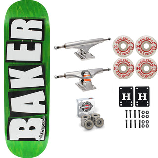 Baker Skateboard Stained Green B2 Shape 8.5" Independent Spitfire Premium Kit