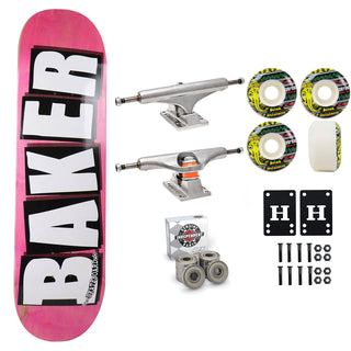 Baker Skateboard Stained Pink B2 Shape 8.25" Independent Satori Premium Kit