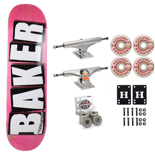 Baker Skateboard Stained Pink B2 Shape 8.5" Independent Spitfire Premium Kit