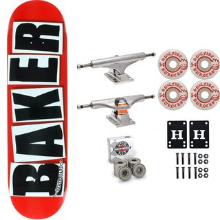 Baker Skateboard Red/Black OG Shape 7.88" Independent Spitfire Premium Kit