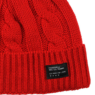 Fourstar Beanie CABLE KNIT FOLD RED Cap