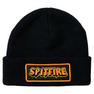 Spitfire Wheels Beanie Hellfire Script Patch Cuff Black Black