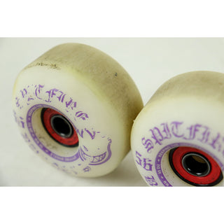 Blem Spitfire Skateboard Wheels Burners 56mm 99A White/Purple with Abec 5 Bearings