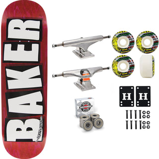 Baker Skateboard Stained Red B2 Shape 8.5" Independent Satori Premium Kit