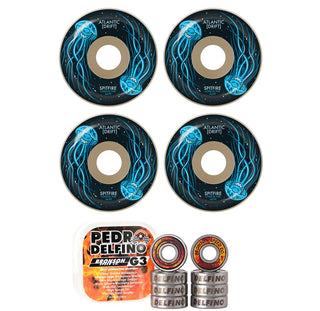 Spitfire Skateboard Wheels 56mm Atlantic Drift 99A F4 Conical Full with Bronson Pro G3 Bearings