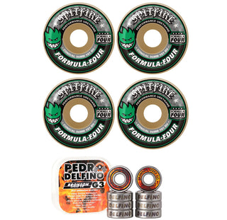 Spitfire Skateboard Wheels 56mm 101A F4 Conical with Bronson Pro G3 Bearings