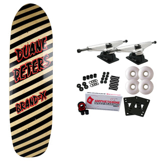 Brand-X Old School Skateboard Complete Duane Peters Stripes Bullet Pig Natural 9.1" x 33.25"