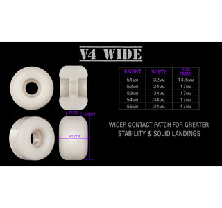 Bones Skateboard Wheels 54mm Original V4 Wide 100A White