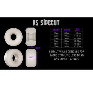 Bones Skateboard Wheels 52mm Original V5 Sidecut 100A White