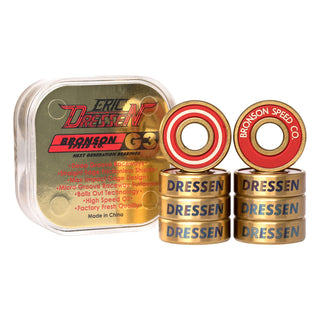 Bronson Speed Co Skateboard Bearings Eric Dressen Pro G3 Gold/Red