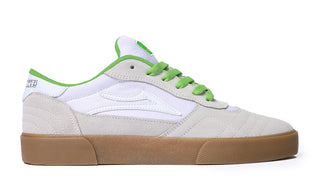 Lakai Skateboard Shoes Cambridge Yeah Right White/UV Green Suede